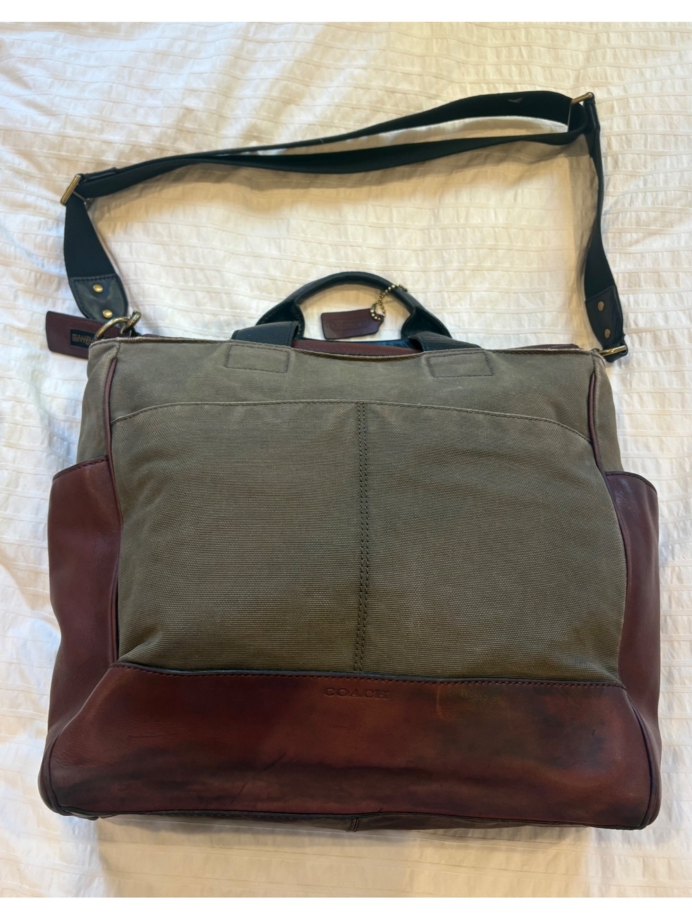 Coach Men's Bleecker Utility Canvas and Leather Messenger Tote Bag
